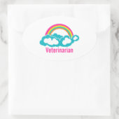 Rainbow Cloud Veterinarian Ovale Sticker (Tas)