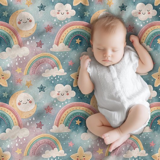 Rainbow & Clouds Blanket Gift for Newborn Joy Fleece Deken
