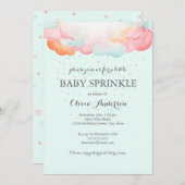Rainbow Clouds Blue Baby Sprinkle Invitation Kaart (Voorkant / Achterkant)