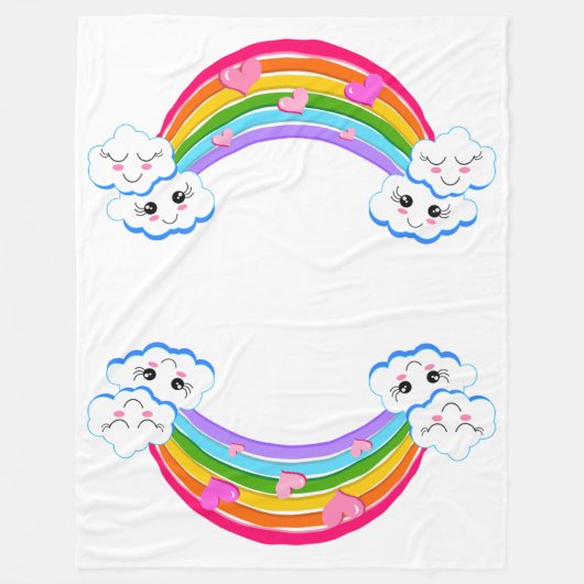 Rainbow Clouds Fleece Blanket Deken (Voorkant)