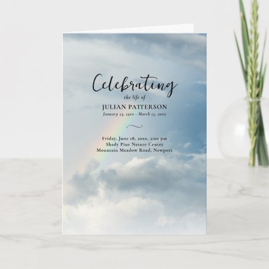 Rainbow Clouds Foto, Viering van het leven Begrafe Programma (Voorkant)