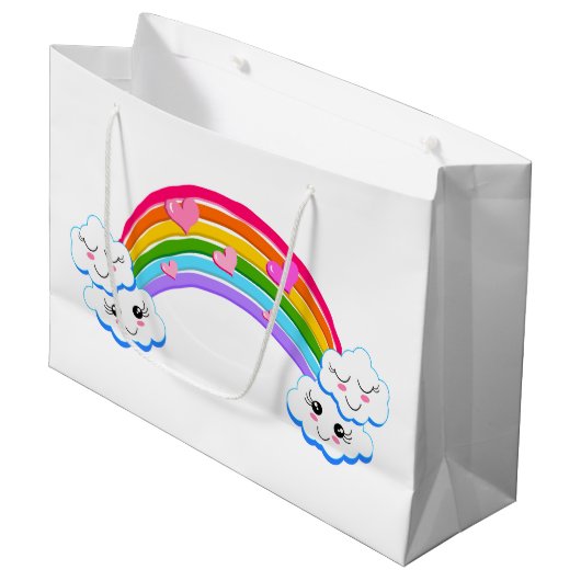 Rainbow Clouds Gift Bags Groot Cadeauzakje (Voorkant Gekanteld)