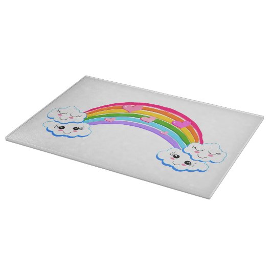 Rainbow Clouds Glass Cutting Board Snijplank (Hoek)