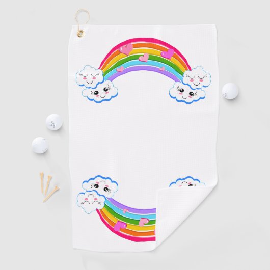 Rainbow Clouds Golf Towel Golfhanddoek (Insitu)