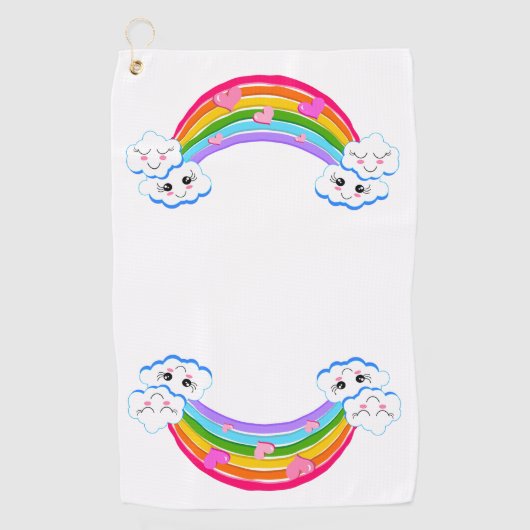 Rainbow Clouds Golf Towel Golfhanddoek (Voorkant)