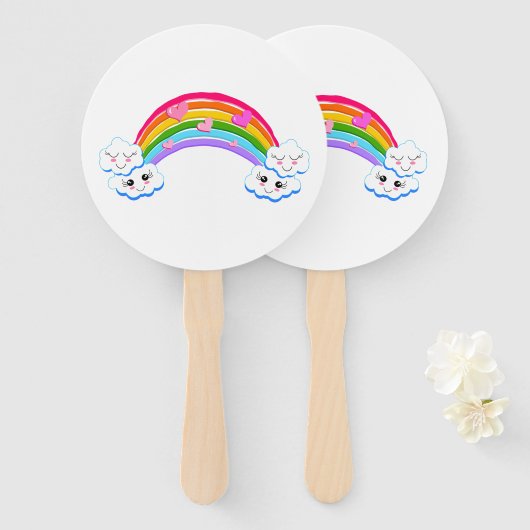 Rainbow Clouds Hand Fans Handwaaier (Voorkant en achterkant)