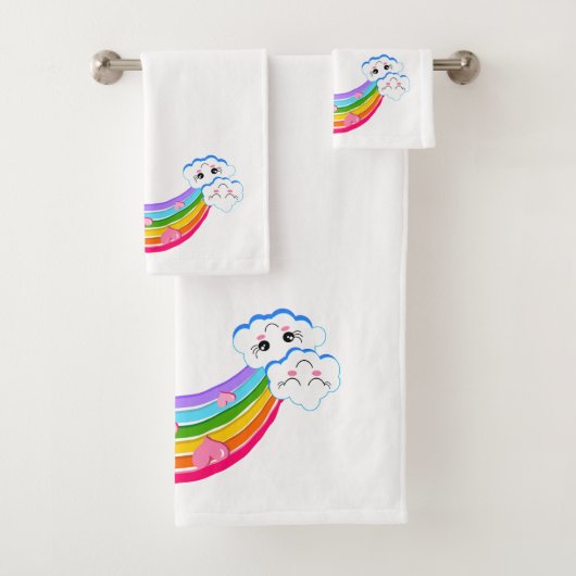 Rainbow Clouds-handdoekset Bad Handdoek (Insitu)