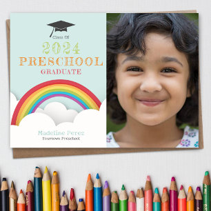 Rainbow Clouds Kinder kleuterschool Afstuderen Fot Kaart
