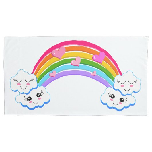 Rainbow Clouds Pillowcases Kussensloop (Voorkant-Links)