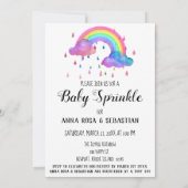 ** Rainbow Clouds Rain Drops Sprinkle Invitation Kaart (Achterkant)