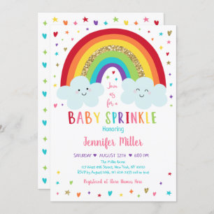 Rainbow Clouds Roze Gold Baby Sprinkle Kaart