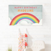 Rainbow Clouds Waterverf Sky Birthday Spandoek (Insitu)