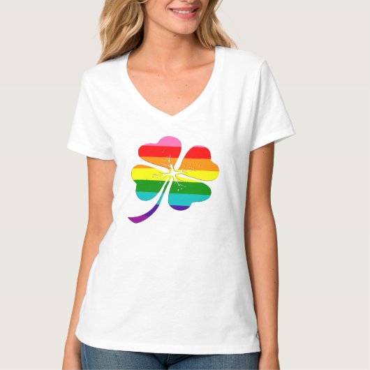 Rainbow Clover Lucky LGBTQ Gay pride T-shirt (Devant)