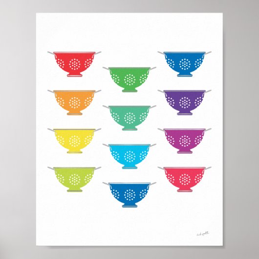 Rainbow Colander Modern Colorful Kitchen Art Poster (Voorkant)