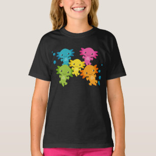 Rainbow Color Axolotl Family Youth Girls Shirt