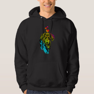 Rainbow Color Dachshund Dog with Hearts Colorful 6 Hoodie