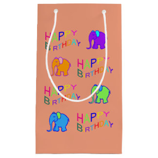 Rainbow Colored Cute Cartoon Elephants Birthday Klein Cadeauzakje