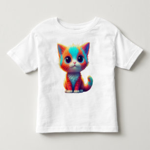 Rainbow Colored Kitten Cartoon T-shirt