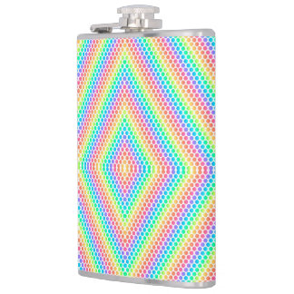 Rainbow-colored metal flask with a geometric  heupfles