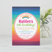 Rainbow Colorful Birthday Party Invitation Kaart (Staand voorkant)