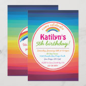 Rainbow Colorful Birthday Party Invitation Kaart (Voorkant / Achterkant)