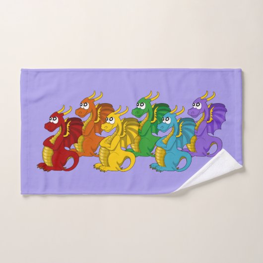 Rainbow colorful dragons cartoon  (Serviette à main)