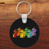 Rainbow colorful dragons cartoon sleutelhanger (Achterkant)