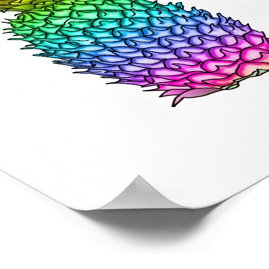 Rainbow Colorful Pineappel Poster (Hoek)