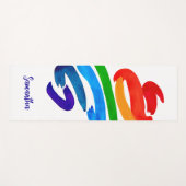 Rainbow Colors Abstracte Waterverf Naam Monogram Yogamat (Voorkant (horizontaal))