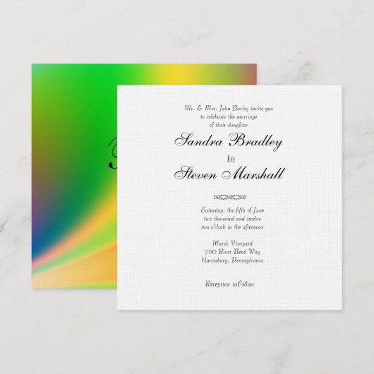 Rainbow Colors Wedding Invitation Kaart (Voorkant / Achterkant)