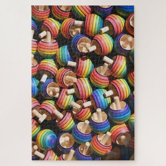 Rainbow Colour Wood Spinning Top Toys Fun Games Legpuzzel (Verticaal)