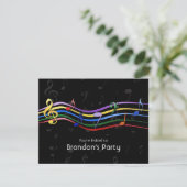 Rainbow Coloured Music Notes Invitations (Debout devant)