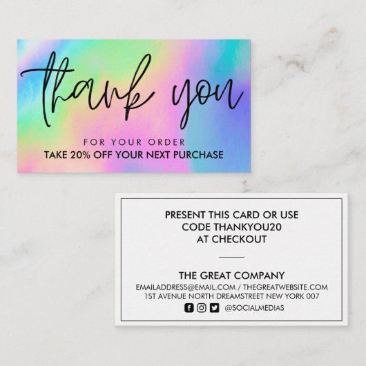 Rainbow Colours Beauté Salon Carte de réduction (Devant / Derrière)