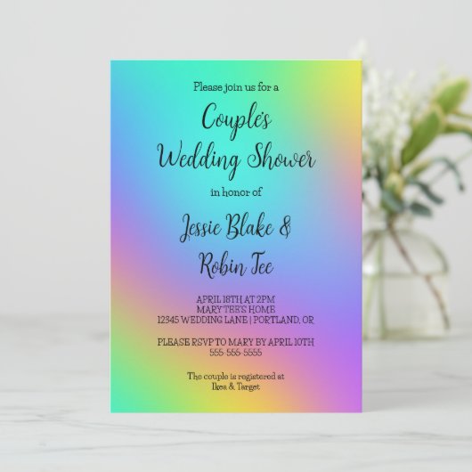 Rainbow Colours Invitation Wedding shower de Coupl (Debout devant)