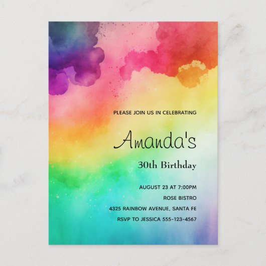 Rainbow Colours Résumé Design Invitation d'anniver (Devant)
