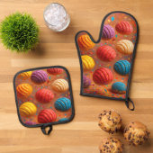 Rainbow conchas ovenwant & pannenlap set (Top down)