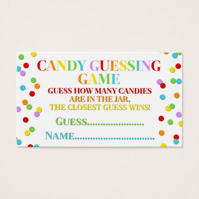 Rainbow Confetti Baby shower Candy jeu de devinett (Devant)