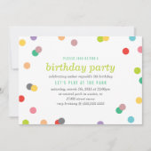 Rainbow Confetti Birthday Invite Kaart (Voorkant)