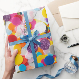 Rainbow Confetti Birthday Wrapping Paper Cadeaupapier