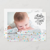 Rainbow Confetti Bonne Carte Postale du Nouvel An (Devant / Derrière)