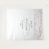 Rainbow Confetti bruiloft foto achtergrond Wandkleed (Voorkant (horizontaal))