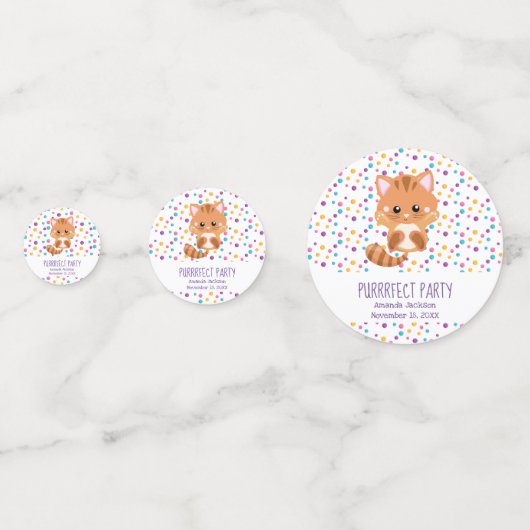 Rainbow Confetti Cute Kitty Chat Anniversaire (Devant)
