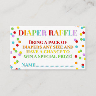 Rainbow Confetti Diaper Raffle Card Informatiekaartje