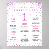 Rainbow Confetti eerste verjaardag poster (Voorkant)