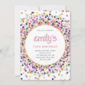 Rainbow Confetti Gold Glitter Speels Verjaardag Kaart (Voorkant)