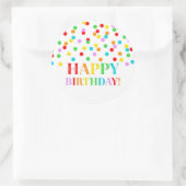 Rainbow Confetti Happy Birthday Ronde Sticker (Tas)