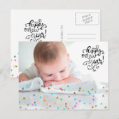 Rainbow Confetti Happy Nieuwjaar Briefkaart (Voorkant / Achterkant)