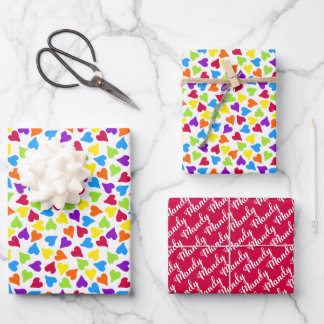 Rainbow Confetti Hearts Name Inpakpapier Vel
