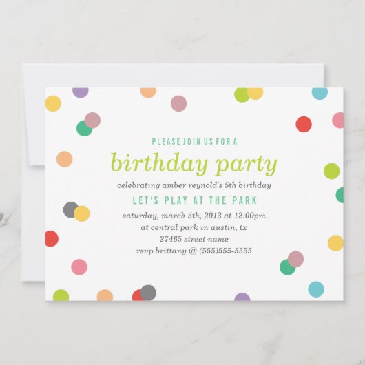 Rainbow Confetti Invitation d'anniversaire (Devant)