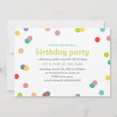Rainbow Confetti Invitation d'anniversaire (Devant)